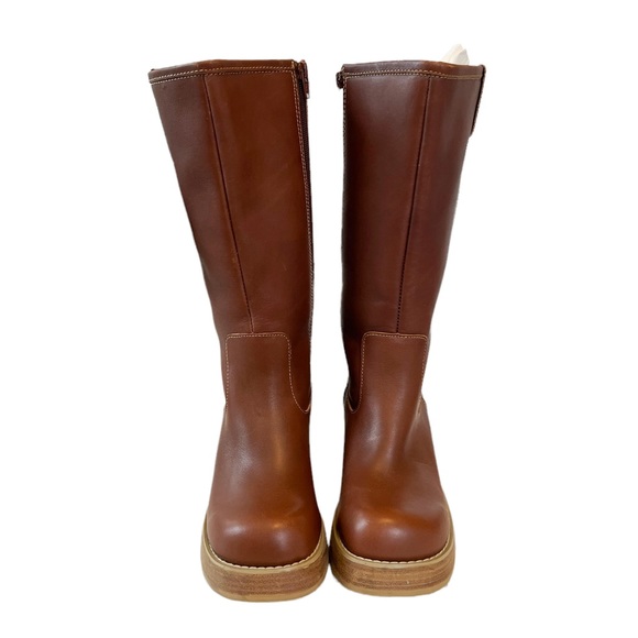 Frye Vintage Dorian Y2K Brown Leather Platform Knee High Boot Size 7.5 - Picture 4 of 15